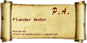 Plander Andor névjegykártya